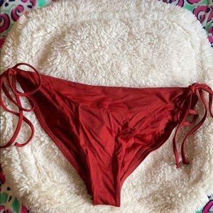 Dark Red Tie Bikini Bottom
